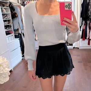 Amazing detail - high waist black shorts with scalloped edge